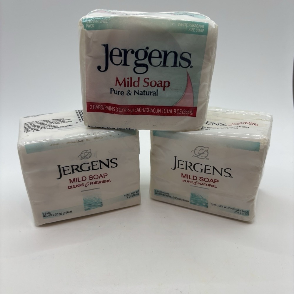 3 Jergens Mild Soap -3 0z Bars Sealed Brand New In Package 9 Bars Total